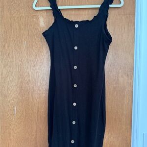 No Boundaries Black Midi Dress with Button Detail